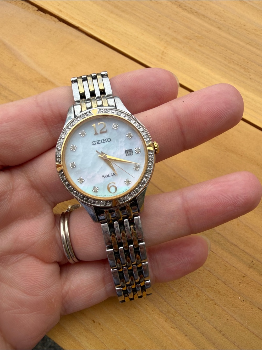 Seiko Two-Tone Gold and Silver Mother-of-Pearl Dial Watch
